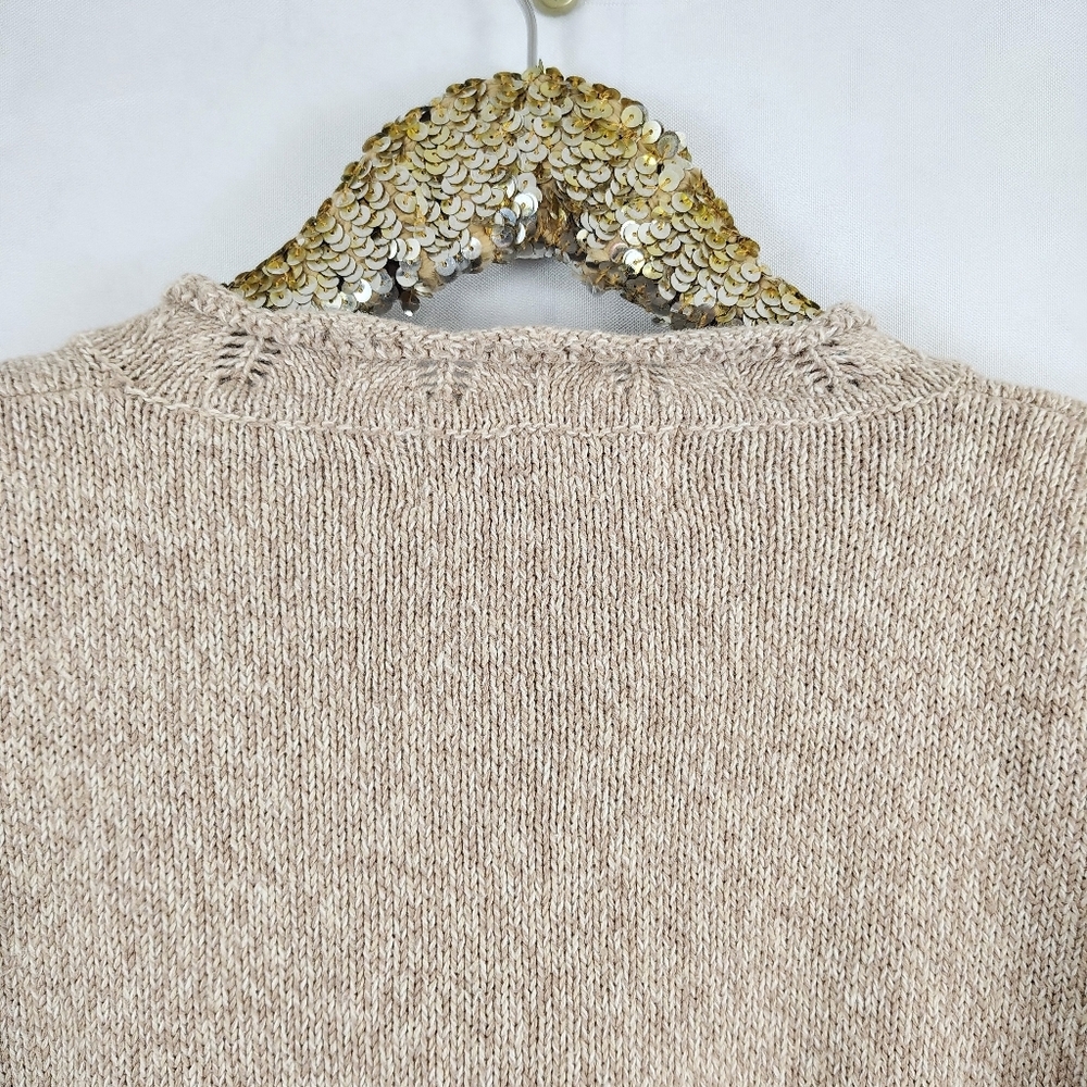 Vintage 90s Jantzen Women's Tan Plus Size Floral Embroidery Sweater Cottagecore - Picture 4 of 9